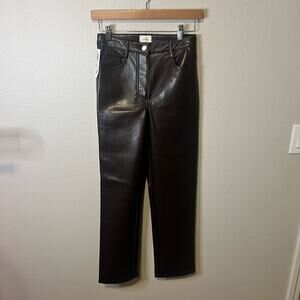 NWT Wilfred Aritzia Brown Faux Leather Pants Size 0